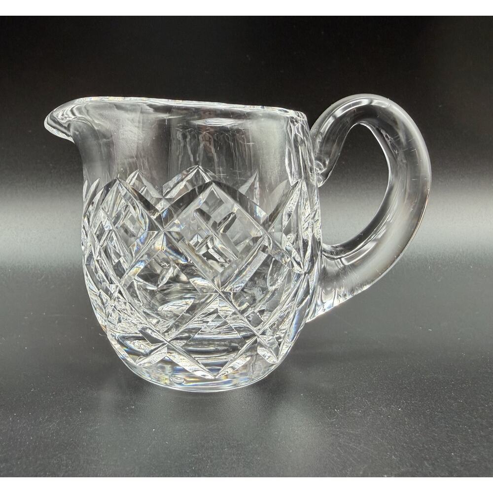 Waterford Crystal Small Mini Creamer Pitcher 2.75" Diamond Pattern Vintage Glass